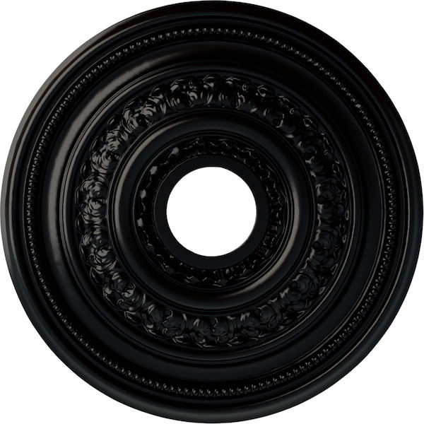 Ekena Millwork Orleans Ceiling Medallion (Fits Canopies up to 4 5/8"), 17 5/8"OD X 3 5/8"ID X 1 7/8"P, Jet Black CM17OLBLF - main